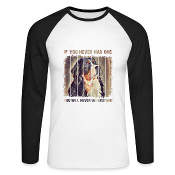 Berner Sennenhund - Unisex Baseballshirt langarm - Weiß/Schwarz - Vorne - Nik (191cm)
