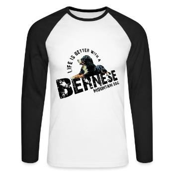 Berner Sennenhund - Unisex Baseballshirt langarm - Weiß/Schwarz - Vorne - Nik (191cm)