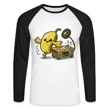 Banana Beats - Unisex Long Sleeve Baseball T-Shirt - white/black - Front - Nik (191cm)