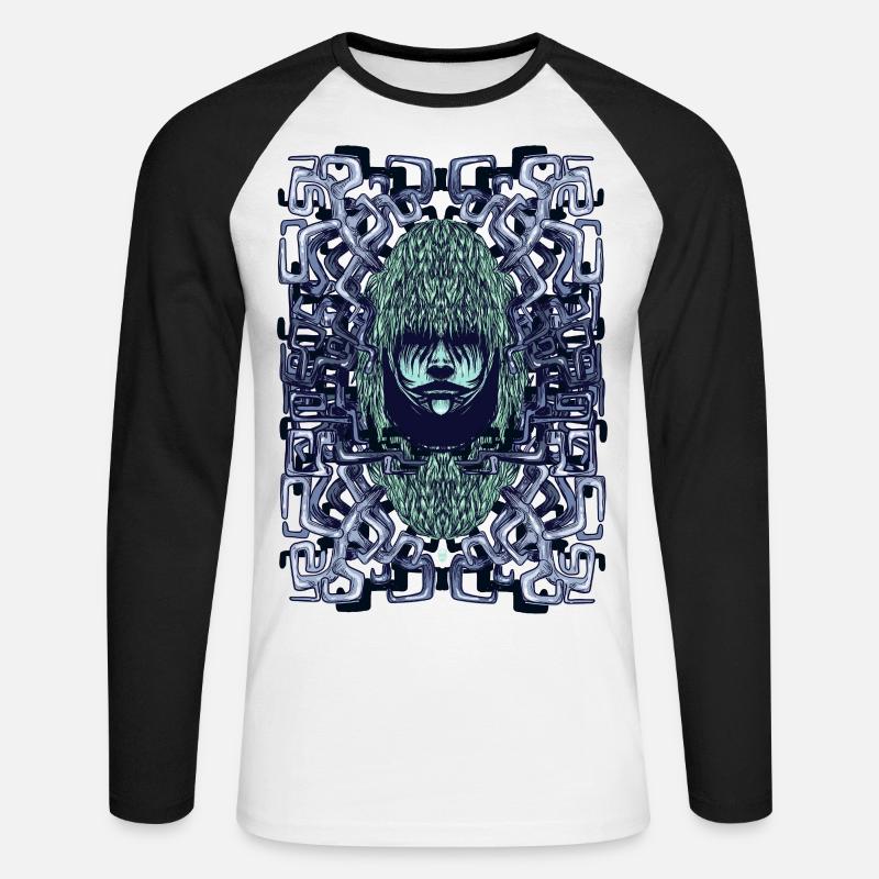 Junge mit Labirinth Hörnern - Unisex Baseballshirt langarm - Weiß/Schwarz