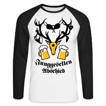 Hirsch JGA beer one 3c b - Unisex Long Sleeve Baseball T-Shirt - white/black - Front - Nik (191cm)