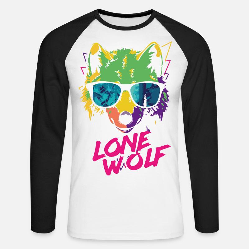 Lone Wolf - Einsamer Wolf - Unisex Baseballshirt langarm - Weiß/Schwarz