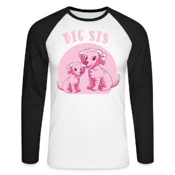 chiens de grande soeur - T-shirt baseball manches longues Homme - blanc/noir - Devant - Nik (191cm)