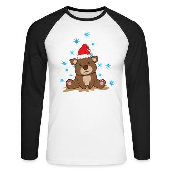 petit ours en peluche comme cadeau pour Noël - T-shirt baseball manches longues Homme - blanc/noir - Devant - Nik (191cm)