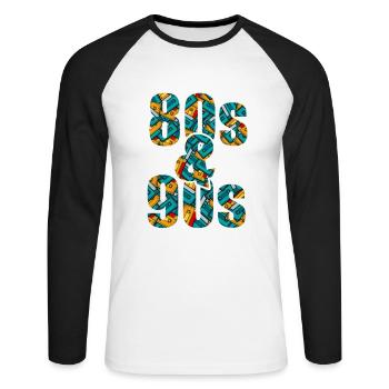 Années 80 et 90 Années 80 et 90 - T-shirt baseball manches longues Homme - blanc/noir - Devant - Nik (191cm)