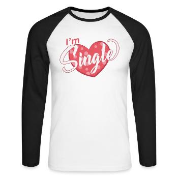 I´m single with heart, ready for flirts - Unisex Long Sleeve Baseball T-Shirt - white/black - Front - Nik (191cm)
