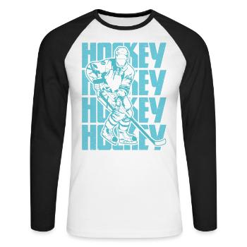 Hockey is passion - Unisex Long Sleeve Baseball T-Shirt - white/black - Front - Nik (191cm)