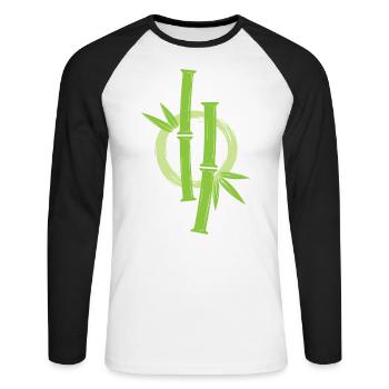 Cercle japonais Enso en bambou - T-shirt baseball manches longues Homme - blanc/noir - Devant - Nik (191cm)