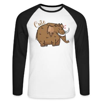 Mammut ist verliebt - Unisex Baseballshirt langarm - Weiß/Schwarz - Vorne - Nik (191cm)
