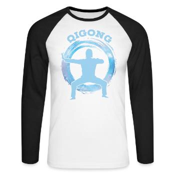 Kampfkunst Qigong - Unisex Baseballshirt langarm - Weiß/Schwarz - Vorne - Nik (191cm)