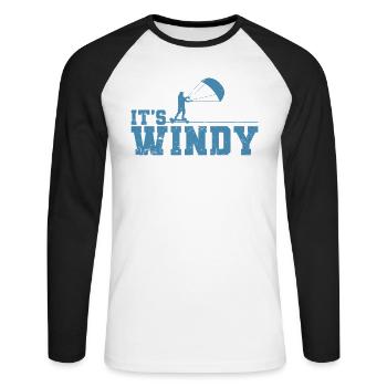 Kitelandboarding It's Windy Outside - Unisex Long Sleeve Baseball T-Shirt - white/black - Front - Nik (191cm)