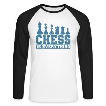 Chess is Everything Chess Pieces - Unisex Long Sleeve Baseball T-Shirt - white/black - Front - Nik (191cm)