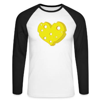 Piece of heart-shaped cheese - Unisex Long Sleeve Baseball T-Shirt - white/black - Front - Nik (191cm)