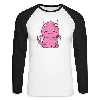 little baby dragon mythical creature fairy tale - Unisex Long Sleeve Baseball T-Shirt - white/black - Front - Nik (191cm)