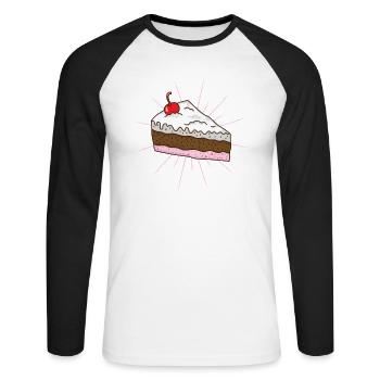 Piece of cake with cherry cake pastry shop - Unisex Long Sleeve Baseball T-Shirt - white/black - Front - Nik (191cm)