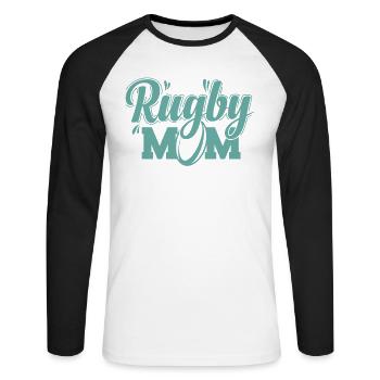 Rugby Mom Football Sport Spieler Fans - Unisex Baseballshirt langarm - Weiß/Schwarz - Vorne - Nik (191cm)