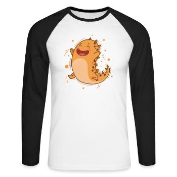 little dinosaur rejoices dinosaur reptile - Unisex Long Sleeve Baseball T-Shirt - white/black - Front - Nik (191cm)