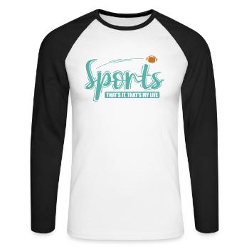 Sports that's it, that's my Life America - Unisex Long Sleeve Baseball T-Shirt - white/black - Front - Nik (191cm)