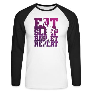 Eat Sleep Basketball Repeat Ballsport USA - Unisex Long Sleeve Baseball T-Shirt - white/black - Front - Nik (191cm)