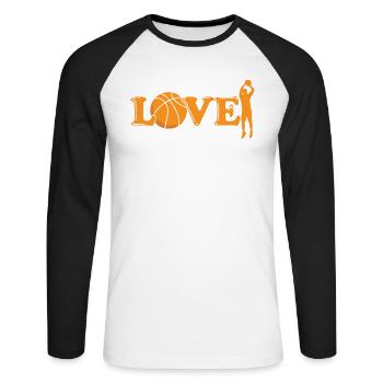 Love Basketball Ball Sports Amérique États-Unis - T-shirt baseball manches longues Homme - blanc/noir - Devant - Nik (191cm)