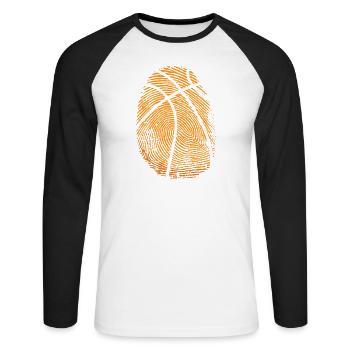 Empreinte digitale Basketball Ball Sports America - T-shirt baseball manches longues Homme - blanc/noir - Devant - Nik (191cm)