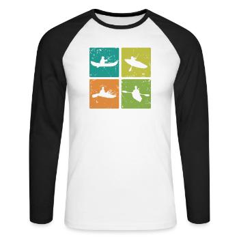 Kayak and Canoe Boat Paddle Boat Canoeing - Unisex Long Sleeve Baseball T-Shirt - white/black - Front - Nik (191cm)