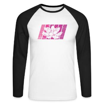 Fleur de lotus Fleur de lotus Plante asiatique - T-shirt baseball manches longues Homme - blanc/noir - Devant - Nik (191cm)