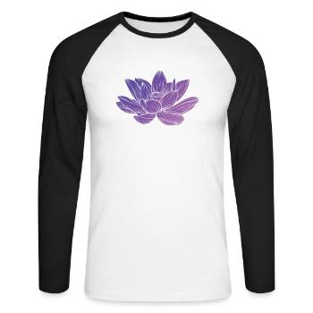 L’amour de la fleur de lotus comme fleur de plante tige - T-shirt baseball manches longues Homme - blanc/noir - Devant - Nik (191cm)