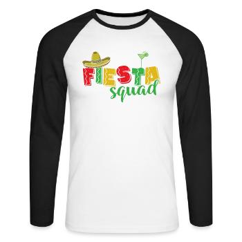 Fiesta Squad Vacances Mexique Amérique - T-shirt baseball manches longues Homme - blanc/noir - Devant - Nik (191cm)