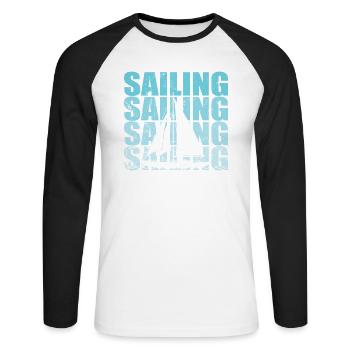 Voile Voilier Sports nautiques Hobby - T-shirt baseball manches longues Homme - blanc/noir - Devant - Nik (191cm)