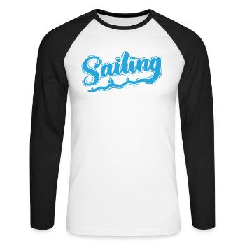 Voilier Voilier Sport Sports nautiques - T-shirt baseball manches longues Homme - blanc/noir - Devant - Nik (191cm)