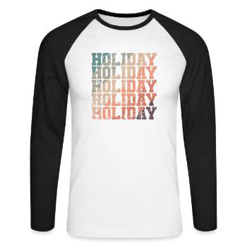 Vacances Vacances Vacances Loisirs - T-shirt baseball manches longues Homme - blanc/noir - Devant - Nik (191cm)