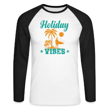 Holiday Vibes Holiday Leisure Holidays - Unisex Long Sleeve Baseball T-Shirt - white/black - Front - Nik (191cm)