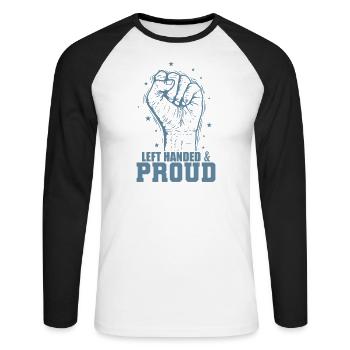 Left Handed Life Writing Left-Handed - Unisex Long Sleeve Baseball T-Shirt - white/black - Front - Nik (191cm)