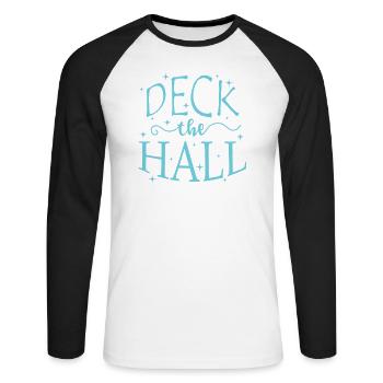 Deck the Hall Weihnachten Familie Feiertag - Unisex Baseballshirt langarm - Weiß/Schwarz - Vorne - Nik (191cm)