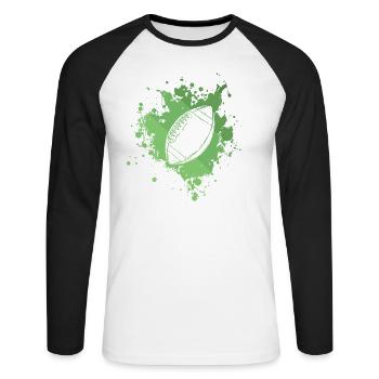 American Football Sport Amerika USA - Unisex Baseballshirt langarm - Weiß/Schwarz - Vorne - Nik (191cm)
