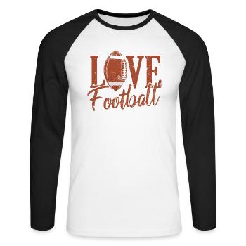 Aimer le football Folk Sports en Amérique USA - T-shirt baseball manches longues Homme - blanc/noir - Devant - Nik (191cm)