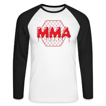 Cage MMA avec treillis d’arts martiaux mixtes - T-shirt baseball manches longues Homme - blanc/noir - Devant - Nik (191cm)