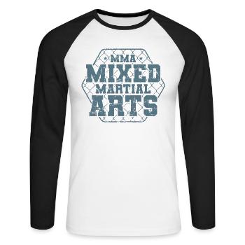 MMA Arts Martiaux Mixtes Sport Cage - T-shirt baseball manches longues Homme - blanc/noir - Devant - Nik (191cm)
