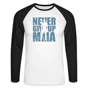 N’abandonnez jamais dans les arts martiaux mixtes MMA - T-shirt baseball manches longues Homme - blanc/noir - Devant - Nik (191cm)