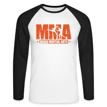 MMA Arts Martiaux Mixtes Cage d’Arts Martiaux - T-shirt baseball manches longues Homme - blanc/noir - Devant - Nik (191cm)