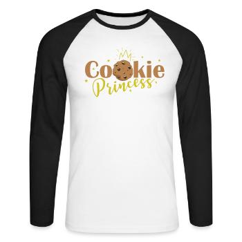 Biscuit Princess Girl Sweet Snack - T-shirt baseball manches longues Homme - blanc/noir - Devant - Nik (191cm)