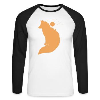 Renard devant la lune Renard roux animal sauvage - T-shirt baseball manches longues Homme - blanc/noir - Devant - Nik (191cm)