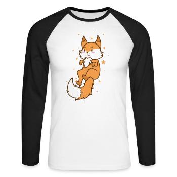 Fox in space Zoo Animal Nature Environment - Unisex Long Sleeve Baseball T-Shirt - white/black - Front - Nik (191cm)