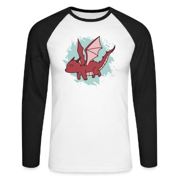 Dragon flies cute fantasy animal - Unisex Long Sleeve Baseball T-Shirt - white/black - Front - Nik (191cm)