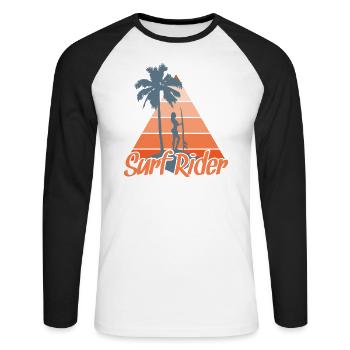 Surf Rider Surf Sports nautiques Vent - T-shirt baseball manches longues Homme - blanc/noir - Devant - Nik (191cm)