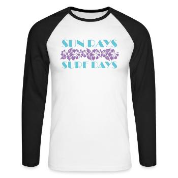 Sun Rays Surf Days Surfing Sport Wind - Unisex Long Sleeve Baseball T-Shirt - white/black - Front - Nik (191cm)