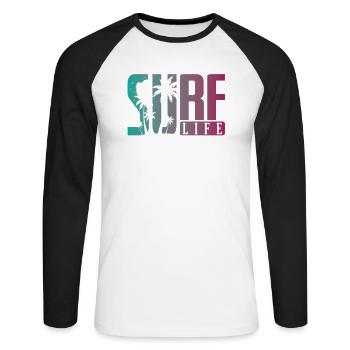 Surf Life Surf Sports nautiques Vent - T-shirt baseball manches longues Homme - blanc/noir - Devant - Nik (191cm)