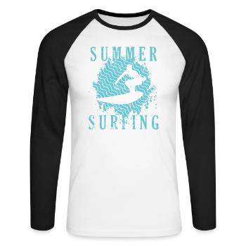 Été Surf Surf Sports nautiques - T-shirt baseball manches longues Homme - blanc/noir - Devant - Nik (191cm)