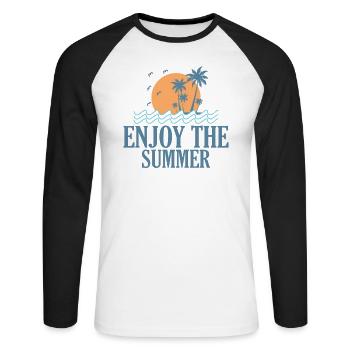 Enjoy the Summer surfing Surfing - Unisex Long Sleeve Baseball T-Shirt - white/black - Front - Nik (191cm)